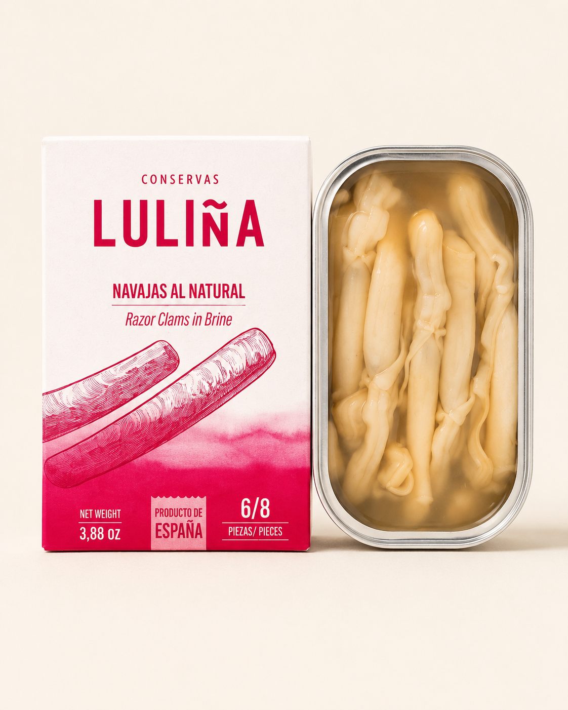 Małże brzytwy naturalne Luliña 6 - 8 sztuk 110 g